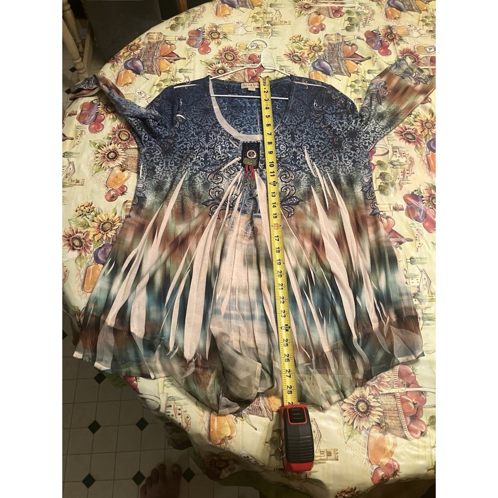 Live And Let Live Blue Paisley Knee Length U Neck Short Sleeve A-Line Dress M - Picture 8 of 8